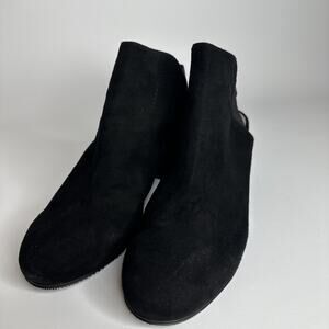 Boucherel Suede Heeled Booties 37 US 6.5 Witchy Goth Minimalist Black Slingback